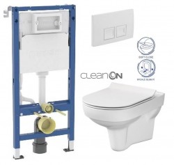 GEBERIT DuofixBasic s bílým tlačítkem DELTA50 + WC CERSANIT CITY NEW CLEANON + WC SEDÁTKO SLIM (458.103.00.2 50BI CI2)
