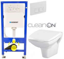 GEBERIT DuofixBasic s bílým tlačítkem DELTA50 + WC CERSANIT CLEANON CARINA  + SEDÁTKO (458.103.00.1 50BI CA1)