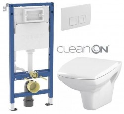 GEBERIT DuofixBasic s bílým tlačítkem DELTA50 + WC CERSANIT CLEANON CARINA  + SEDÁTKO (458.103.00.2 50BI CA1)