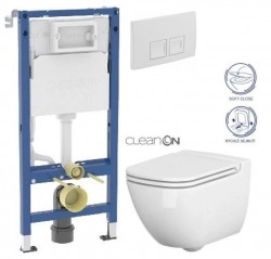 GEBERIT DuofixBasic s bílým tlačítkem DELTA50 + WC CERSANIT CLEANON CASPIA + SEDÁTKO (458.103.00.2 50BI CP1)