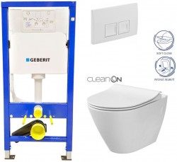 GEBERIT DuofixBasic s bílým tlačítkem DELTA50 + WC CERSANIT CLEANON CITY (458.103.00.1 50BI CI1)