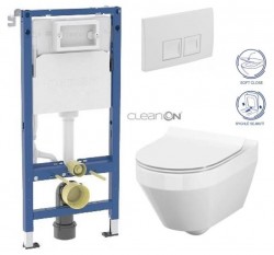 GEBERIT DuofixBasic s bílým tlačítkem DELTA50 + WC CERSANIT CLEANON CREA OVÁL + SEDÁTKO (458.103.00.2 50BI CR1)