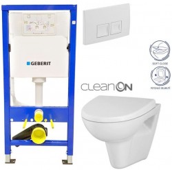 GEBERIT DuofixBasic s bílým tlačítkem DELTA50 + WC CERSANIT CLEANON PARVA + SEDÁTKO (458.103.00.1 50BI PA1)