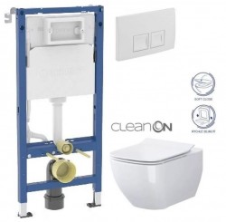 GEBERIT DuofixBasic s bílým tlačítkem DELTA50 + WC CERSANIT VIRGO CLEANON + SEDÁTKO (458.103.00.2 50BI ME1)