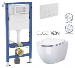 GEBERIT DuofixBasic s bílým tlačítkem DELTA50 + WC CERSANIT ZEN CLEANON + SEDÁTKO (458.103.00.2 50BI HA1)