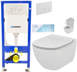 GEBERIT DuofixBasic s bílým tlačítkem DELTA50 + WC Ideal Standard Tesi se sedátkem SoftClose, AquaBlade  (458.103.00.1 50BI TE1)