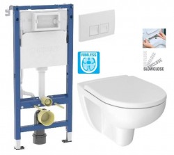 GEBERIT DuofixBasic s bílým tlačítkem DELTA50 + WC JIKA LYRA PLUS RIMLESS + SEDÁTKO DURAPLAST SLOWCLOSE (458.103.00.2 50BI LY2)