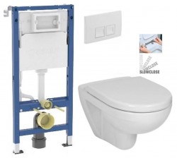 GEBERIT DuofixBasic s bílým tlačítkem DELTA50 + WC JIKA LYRA PLUS + SEDÁTKO DURAPLAST SLOWCLOSE (458.103.00.2 50BI LY5)