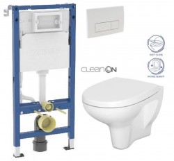 GEBERIT DuofixBasic s bílým tlačítkem DELTA51 + WC CERSANIT ARTECO CLEANON + SEDÁTKO (458.103.00.2 51BI AT1)