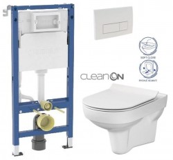 GEBERIT DuofixBasic s bílým tlačítkem DELTA51 + WC CERSANIT CITY NEW CLEANON + WC SEDÁTKO SLIM (458.103.00.2 51BI CI2)