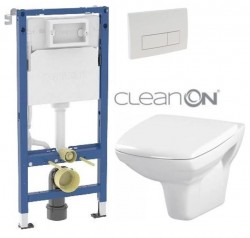 GEBERIT DuofixBasic s bílým tlačítkem DELTA51 + WC CERSANIT CLEANON CARINA  + SEDÁTKO (458.103.00.2 51BI CA1)