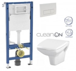 GEBERIT DuofixBasic s bílým tlačítkem DELTA51 + WC CERSANIT CLEANON CARINA + SEDÁTKO (458.103.00.2 51BI CA2)