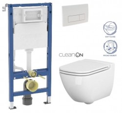 GEBERIT DuofixBasic s bílým tlačítkem DELTA51 + WC CERSANIT CLEANON CASPIA + SEDÁTKO (458.103.00.2 51BI CP1)