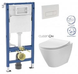 GEBERIT DuofixBasic s bílým tlačítkem DELTA51 + WC CERSANIT CLEANON CITY (458.103.00.2 51BI CI1)