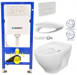 GEBERIT DuofixBasic s bílým tlačítkem DELTA51 + WC CERSANIT CLEANON MODUO + SEDÁTKO (458.103.00.1 51BI MO1)