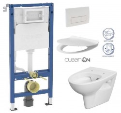 GEBERIT DuofixBasic s bílým tlačítkem DELTA51 + WC CERSANIT CLEANON PARVA + SEDÁTKO (458.103.00.2 51BI PA2)
