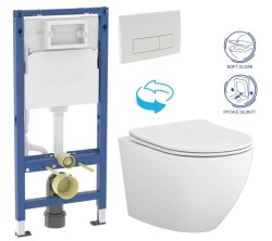 GEBERIT DuofixBasic s bílým tlačítkem DELTA51 + WC CERSANIT DESSE VORTEX /VÍROVÉ SPLACH/  + SEDÁTKO (458.103.00.2 51BI ES1)