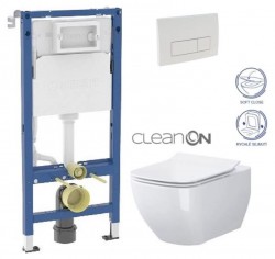 GEBERIT DuofixBasic s bílým tlačítkem DELTA51 + WC CERSANIT VIRGO CLEANON + SEDÁTKO (458.103.00.2 51BI ME1)