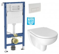 GEBERIT DuofixBasic s bílým tlačítkem DELTA51 + WC JIKA LYRA PLUS RIMLESS + SEDÁTKO DURAPLAST (458.103.00.2 51BI LY1)