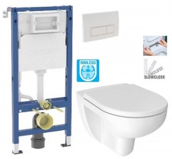 GEBERIT DuofixBasic s bílým tlačítkem DELTA51 + WC JIKA LYRA PLUS RIMLESS + SEDÁTKO DURAPLAST SLOWCLOSE (458.103.00.2 51BI LY2)