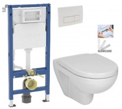 GEBERIT DuofixBasic s bílým tlačítkem DELTA51 + WC JIKA LYRA PLUS + SEDÁTKO DURAPLAST SLOWCLOSE (458.103.00.2 51BI LY5)