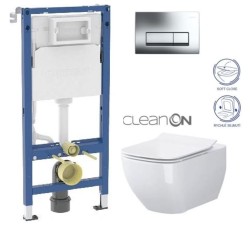 GEBERIT DuofixBasic s chrómovým tlačidlom DELTA51 + WC CERSANIT VIRGO CLEANON + SEDADLO (458.103.00.2 ME1)