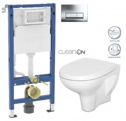 GEBERIT DuofixBasic s chromovým tlačítkem DELTA51 + WC CERSANIT ARTECO CLEANON + SEDÁTKO (458.103.00.2 51CR AT1)