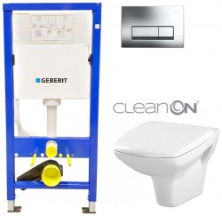 GEBERIT DuofixBasic s chromovým tlačítkem DELTA51 + WC CERSANIT CLEANON CARINA  + SEDÁTKO (458.103.00.1 CA1)