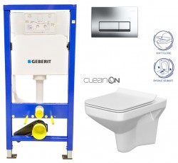 GEBERIT DuofixBasic s chromovým tlačítkem DELTA51 + WC CERSANIT CLEANON COMO + SEDÁTKO (458.103.00.1 CO1)