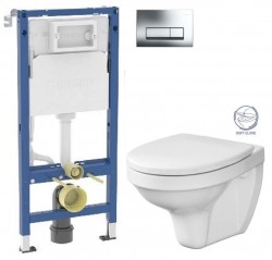 GEBERIT DuofixBasic s chromovým tlačítkem DELTA51 + WC CERSANIT DELFI + SOFT SEDÁTKO (458.103.00.2 51CR DE2)