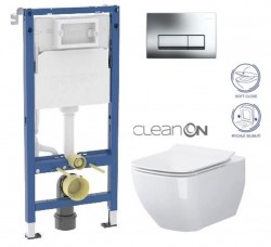 GEBERIT DuofixBasic s chromovým tlačítkem DELTA51 + WC CERSANIT VIRGO CLEANON + SEDÁTKO (458.103.00.2 ME1)
