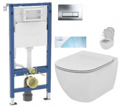 GEBERIT DuofixBasic s chromovým tlačítkem DELTA51 + WC Ideal Standard Tesi se sedátkem SoftClose, AquaBlade  (458.103.00.2 51CR TE1)