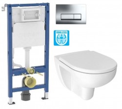 GEBERIT DuofixBasic s chromovým tlačítkem DELTA51 + WC JIKA LYRA PLUS RIMLESS + SEDÁTKO DURAPLAST (458.103.00.2 51CR LY1)