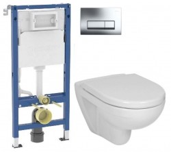 GEBERIT DuofixBasic s chromovým tlačítkem DELTA51 + WC JIKA LYRA PLUS + SEDÁTKO DURAPLAST (458.103.00.2 51CR LY6)