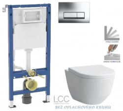 GEBERIT DuofixBasic s chromovým tlačítkem DELTA51 + WC LAUFEN PRO LCC RIMLESS + SEDÁTKO (458.103.00.2 LP2)