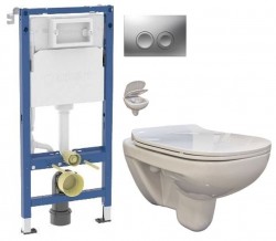 GEBERIT DuofixBasic s matným tlačítkem DELTA21 + WC bez oplachového kruhu Edge + SEDÁTKO (458.103.00.2 21MA EG1)