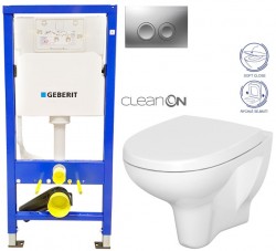 GEBERIT DuofixBasic s matným tlačítkem DELTA21 + WC CERSANIT ARTECO CLEANON + SEDÁTKO (458.103.00.1 21MA AT1)