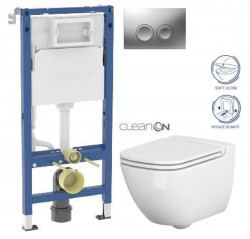 GEBERIT DuofixBasic s matným tlačítkem DELTA21 + WC CERSANIT CLEANON CASPIA + SEDÁTKO (458.103.00.2 21MA CP1)