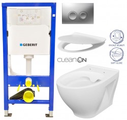 GEBERIT DuofixBasic s matným tlačítkem DELTA21 + WC CERSANIT CLEANON MODUO + SEDÁTKO (458.103.00.1 21MA MO1)