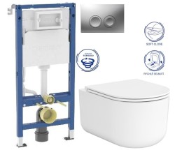 GEBERIT DuofixBasic s matným tlačítkem DELTA21 + WC CERSANIT INTRO PRO OVAL /VÍROVÉ SPLACH/+ SEDÁTKO (458.103.00.2 21MA IR1)