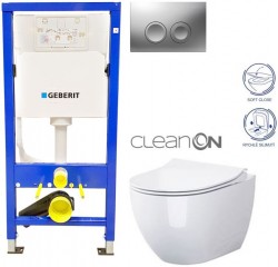 GEBERIT DuofixBasic s matným tlačítkem DELTA21 + WC CERSANIT ZEN CLEANON + SEDÁTKO (458.103.00.1 21MA HA1)