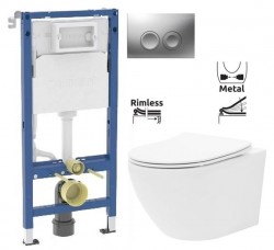 GEBERIT DuofixBasic s matným tlačítkem DELTA21 + WC REA Carlo Flat Mini Rimless + SEDÁTKO (458.103.00.2 21MA CF1)
