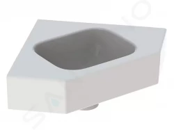 GEBERIT - iCon Rohové umývátko 460x330 mm, bez otvoru pro baterii, bez přepadu, bílá (124730000)