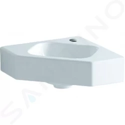 GEBERIT - iCon Rohové umývátko bez přepadu, 460x330 mm, s KeraTect, bílá (124729600)