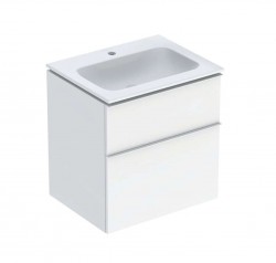 GEBERIT - iCon Skříňka s umyvadlem, 60x48x63 cm, 2 zásuvky, lesklá bílá (502.335.01.1)