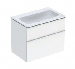GEBERIT - iCon Skříňka s umyvadlem, 75x48x63 cm, 2 zásuvky, lesklá bílá (502.336.01.1)