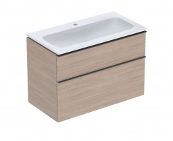 GEBERIT - iCon Skříňka s umyvadlem, 90x48x63 cm, 2 zásuvky, dub (502.337.JH.1)