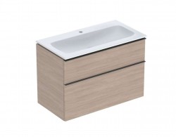 GEBERIT - iCon Skříňka s umyvadlem, 90x48x63 cm, 2 zásuvky, KeraTect, dub (502.333.JH.1)