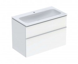 GEBERIT - iCon Skříňka s umyvadlem, 90x48x63 cm, 2 zásuvky, KeraTect, lesklá bílá (502.333.01.1)