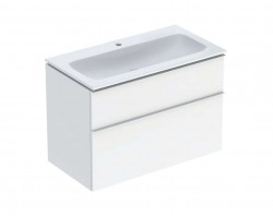 GEBERIT - iCon Skříňka s umyvadlem, 90x48x63 cm, 2 zásuvky, lesklá bílá (502.337.01.1)